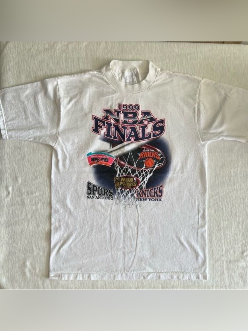1999 NBA Finals White Graphic Tee - Spurs vs Knicks